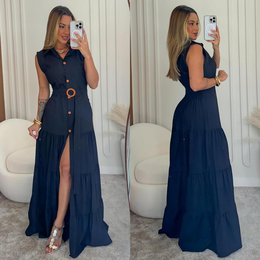 Vestido Camisero largo con cinturón