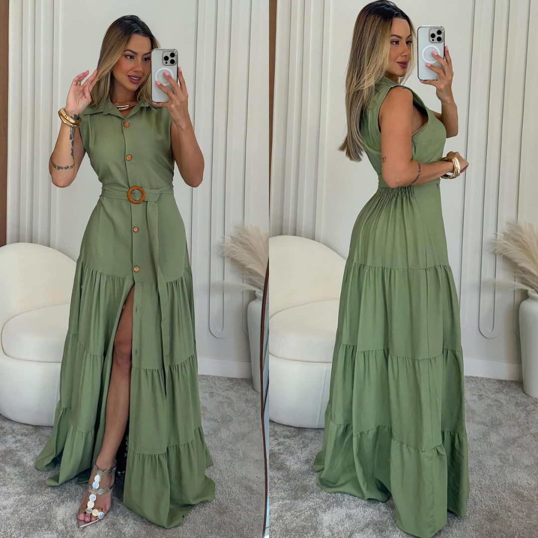 Vestido Camisero largo con cinturón
