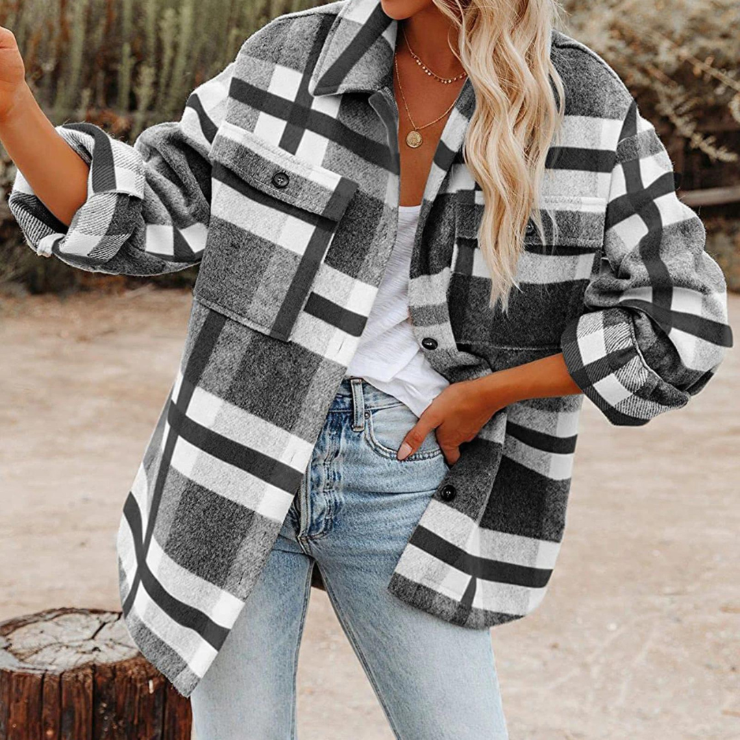 Chaqueta sobre camisa cuadros Pretty Molca